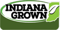 A green and white logo for indiana grown.